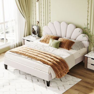 Streamdale Velvet Flower Platform Bed, Queen