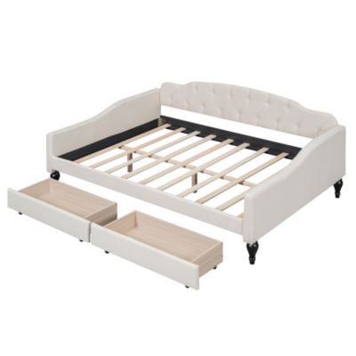 Streamdale Full Size Upholstered Tufted Daybed With Two Drawers