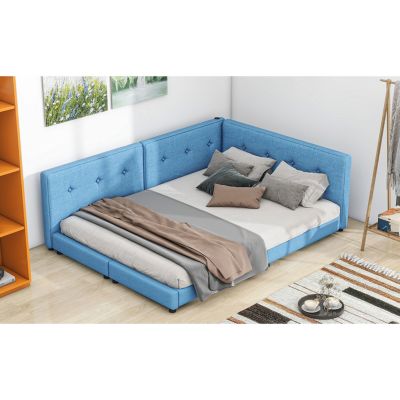 Streamdale Upholstered Queen Size Platform Bed With USB Ports