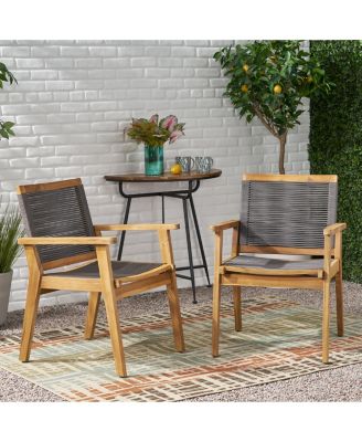 Acacia Wood Rope Weave Transitional Outdoor Chair