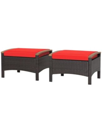 Set of 2 Fade-Resistant Wicker Patio Ottoman