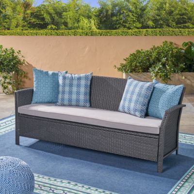 Curved Armrest Wicker Sofa with Water-Resistant Cushions