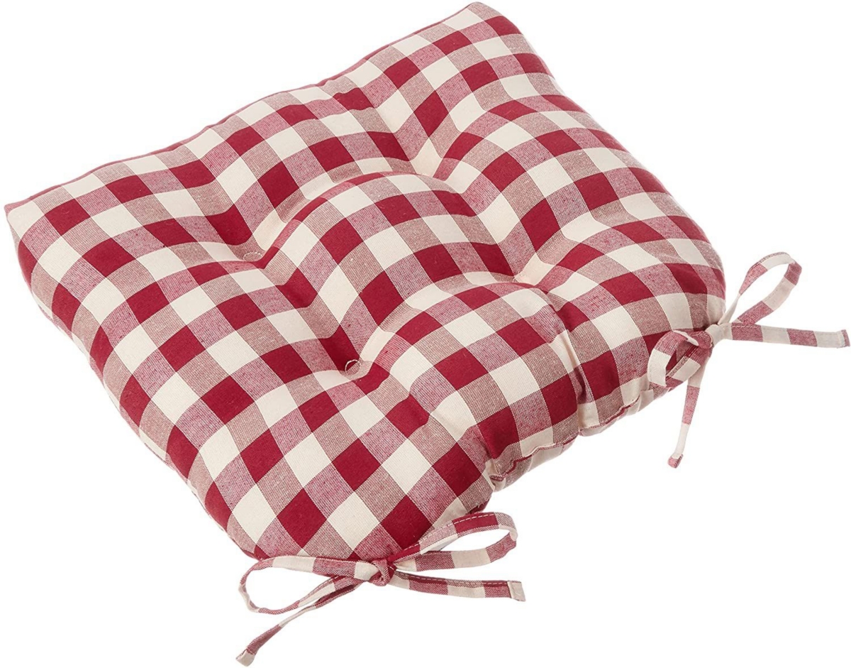 Kate Aurora Country Living Gingham Plaid Checkered Country Farmhouse Chair Cushion Pads - Piece, Sage Green