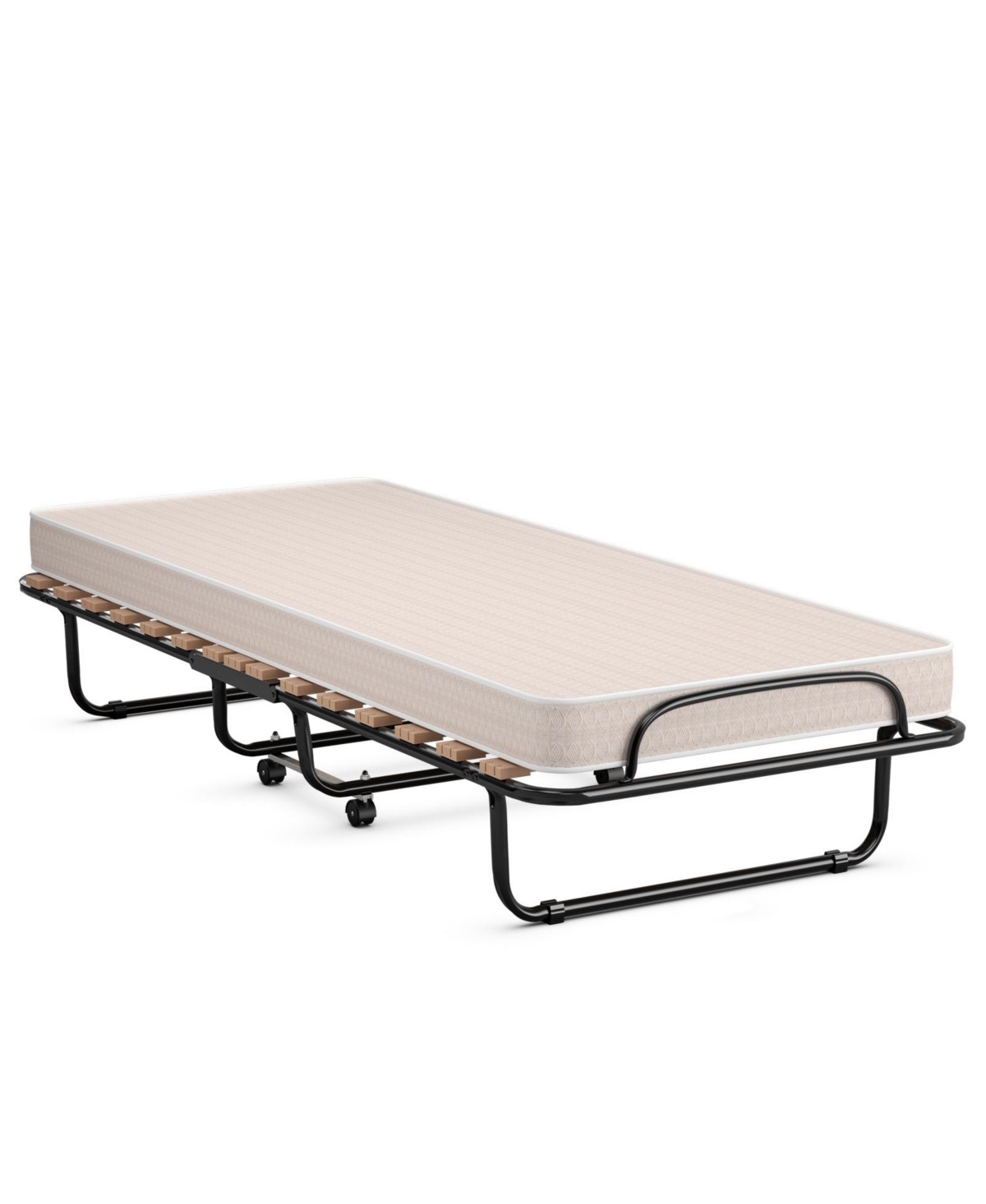 Slickblue Portable Folding Bed with Memory Foam Mattress and Sturdy Metal Frame Made in Italy