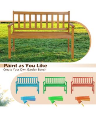 2-Person Outdoor Acacia Wood Bench with Backrest