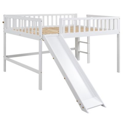 Streamdale Full Size Low Loft Bed With Ladder And Slide
