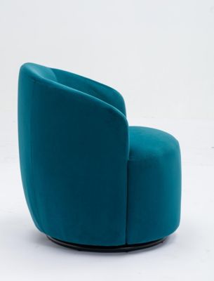 Teal Velvet Swivel Barrel Armchair