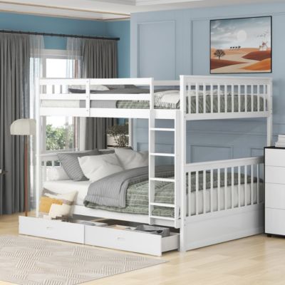 Streamdale Espresso Bunk Bed with Drawers and Ladders