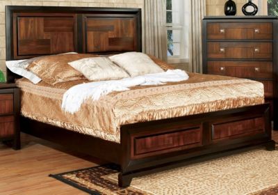 Acacia Walnut Transitional Queen Bed