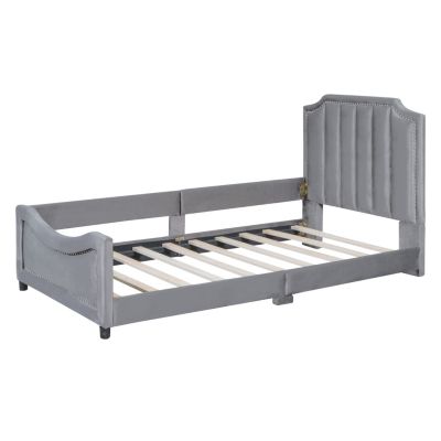 Streamdale Gray Striped Upholstered Twin Daybed