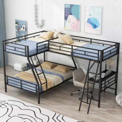 Twin Loft Bunk Bed with Desk and Metal Frame