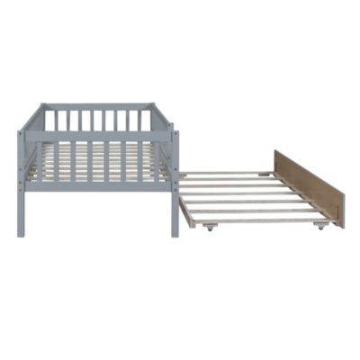 Streamdale Twin Size Wood Daybed With Trundle And Fence Guardrails