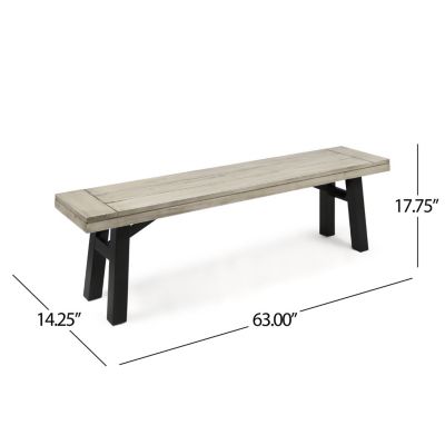 Rustic Acacia Wood Bench Set with Slat Design and Two-Toned Finish