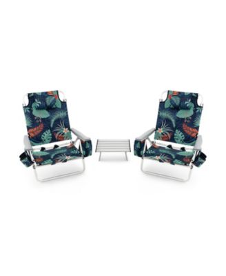 2 Packs 5-Position Outdoor Folding Backpack Beach Table Chair Reclining Chair Set