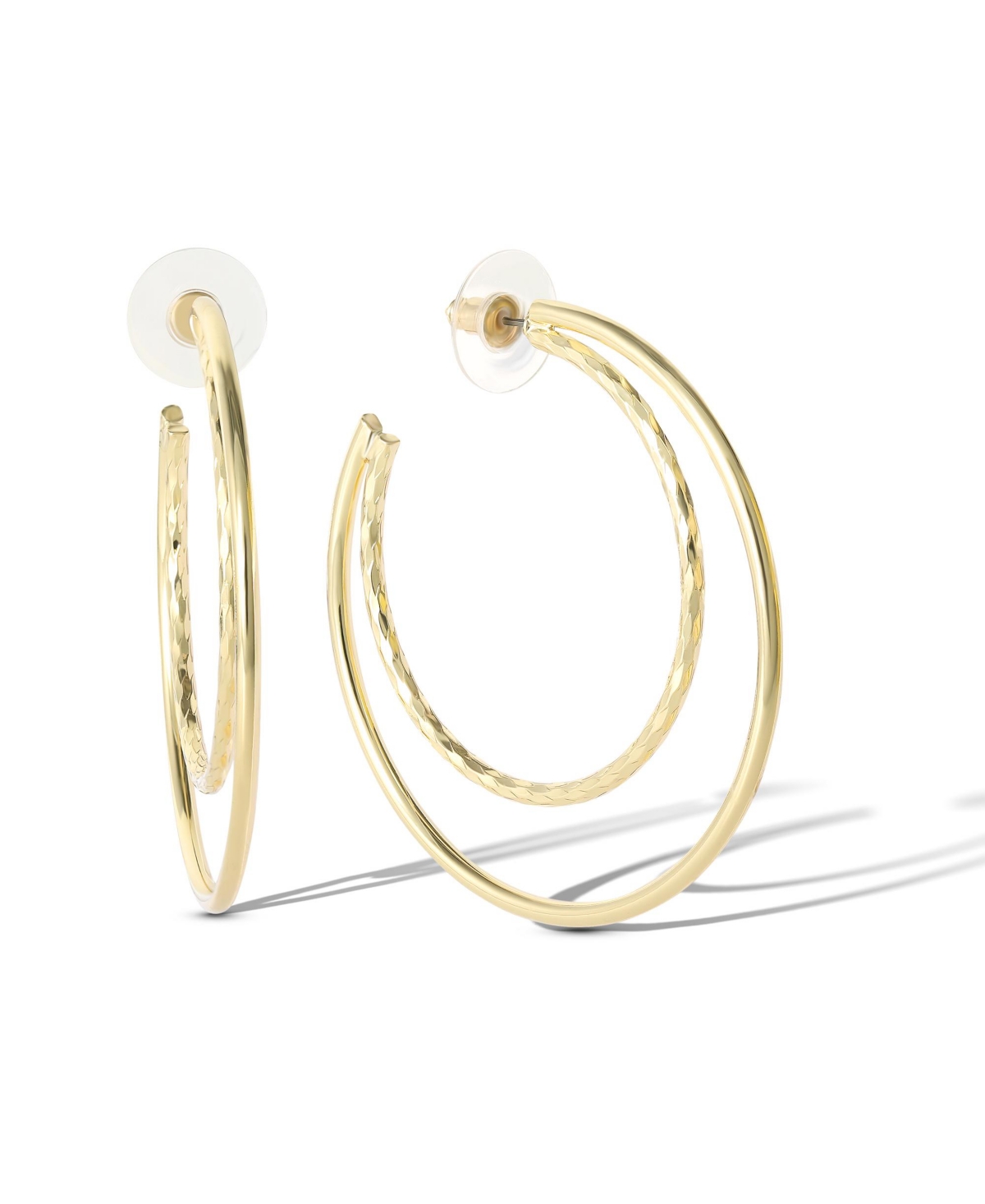 Womens Double Hoop Earrings - Gold-Tone Hoop Earrings - Gold tone