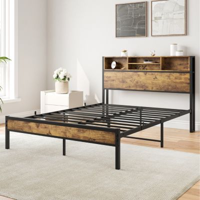 Metal Platform Bed with Storage & Charging Station