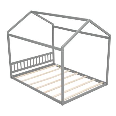 Wooden House Bed With Headboard