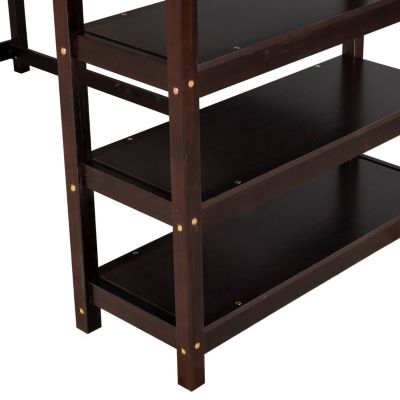 Streamdale Twin Size Loft Bed With Storage Shelves And Under-Bed Desk