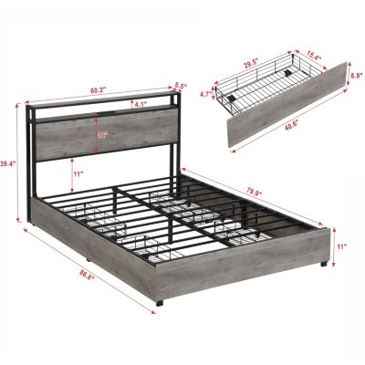 Streamdale Queen bed frame with charging headboard