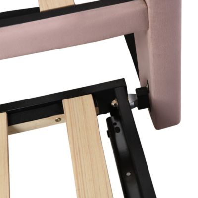 Streamdale Twin Size Upholstered Daybed With Extendable Trundle, Pink