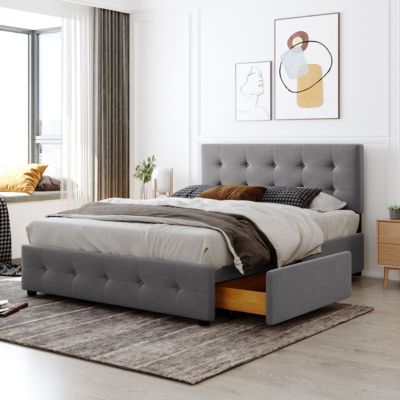 Streamdale Linen Platform Bed with Drawers