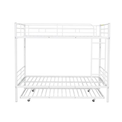 Streamdale Full Over Full Metal Bunk Bed With Trundle, Silver