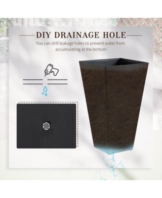 Tall Square Planter with Drainage Holes, Indoor and Outdoor
