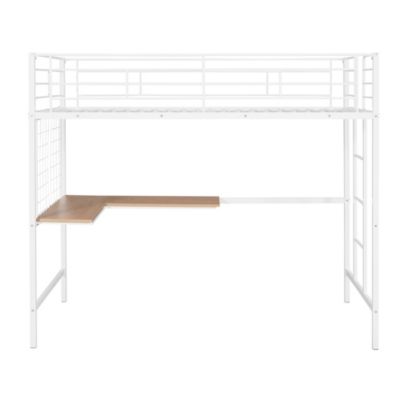 Streamdale Twin Metal Loft Bed With Desk And Metal Grid