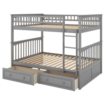 Streamdale Full Over Full Bunk Bed With Drawers, Convertible Beds