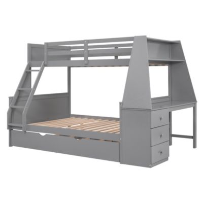 Streamdale 3-in-1 Bunk Bed with Desk, Trundle & Storage