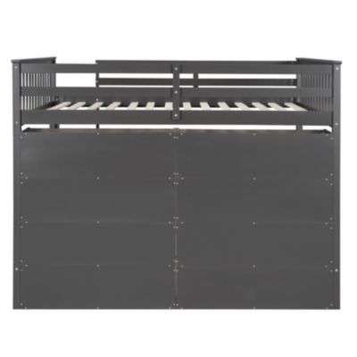 Full Size Loft Bed With 8 Open Storage Shelves And Builtin Ladder