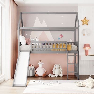 Streamdale Twin Loft Bed With Slide, House Bed With Slide