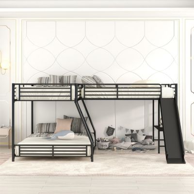Streamdale Twin/Full L-Shape Bunk Bed w/ Desk & Slide