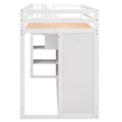 Streamdale 3-Shelf Loft Bed with Storage Units and Ladder