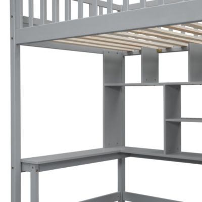 Streamdale Twin Size Loft Bed With Bookshelf, Drawers, Desk, And Wardrobe White