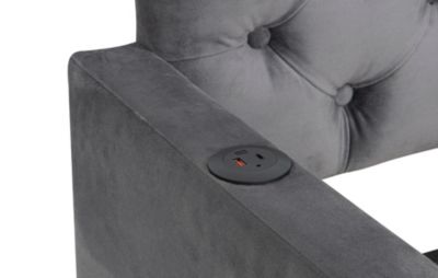 Velvet Upholstered Daybed with Trundle and USB Charging