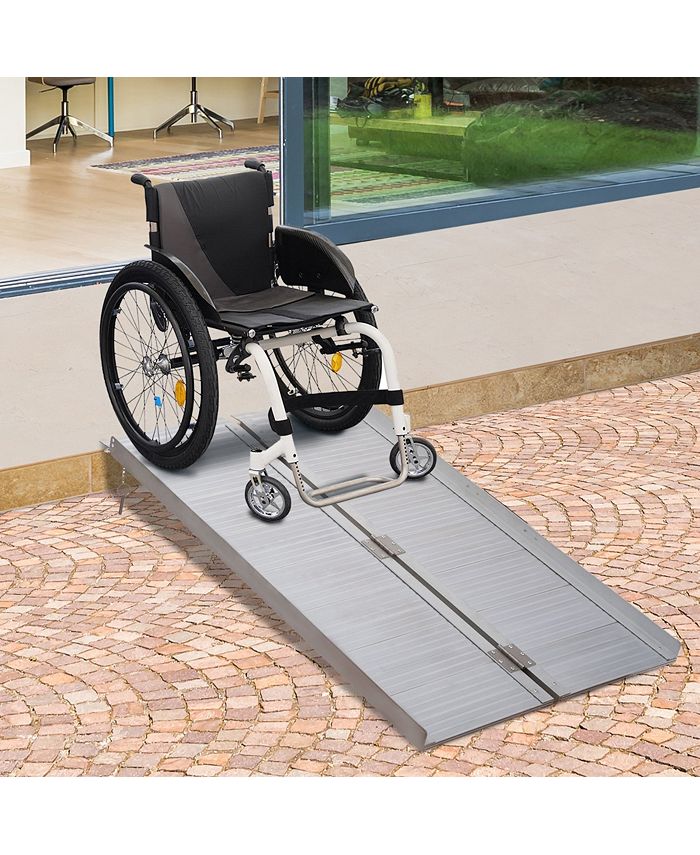 Wheelchair Ramp 4FT, Folding Aluminum Threshold Ramp with Non