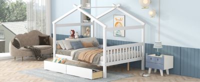 Streamdale Full Size Wooden House Bed With Drawers