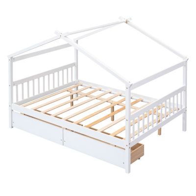 Streamdale Full Size Wooden House Bed With Drawers