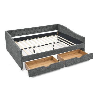 Streamdale Queen Tufted Daybed with Drawers and Copper Accents