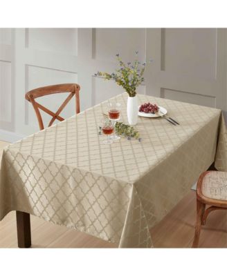 Modena Fabric Tablecloth, Jacquard Fabric Table Cloth for Rectangle Table, Advanced Water Resistance, Fade, Wrinkle, and Stain Resistant Table Cloth, Geometric Lattice Pattern