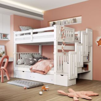 Streamdale Furniture Full size Shelves And 6 Storage Drawers Bunk Bed ...