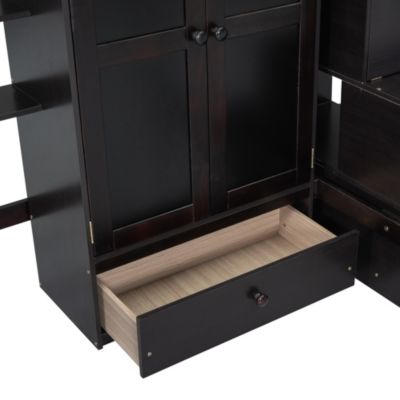 Streamdale Full Size Loft Bed With Bookshelf, Drawers, Desk, And Wardrobe White