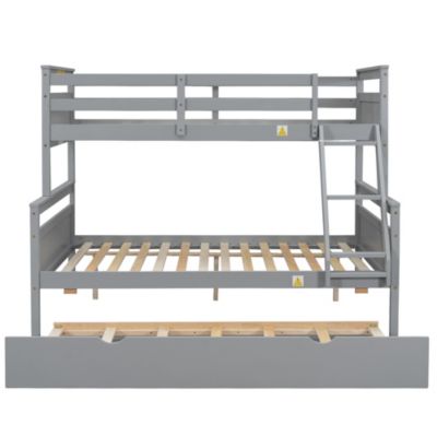 Streamdale Twin/Full Bunk Bed, Trundle, Safety Rails, Gray
