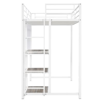Streamdale Twin Loft Bed with Desk and Shelves