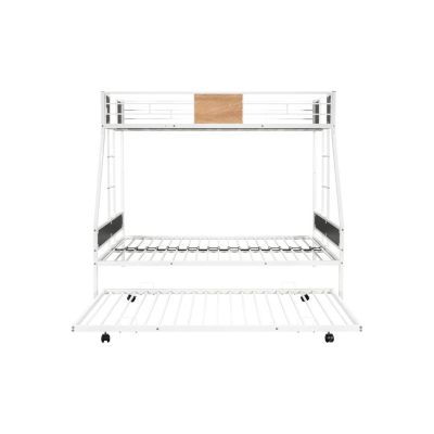 Sturdy Metal Bunk Bed with Trundle & Safety Features