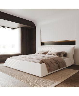 Streamdale Cream Velvet King Platform Bedwagon