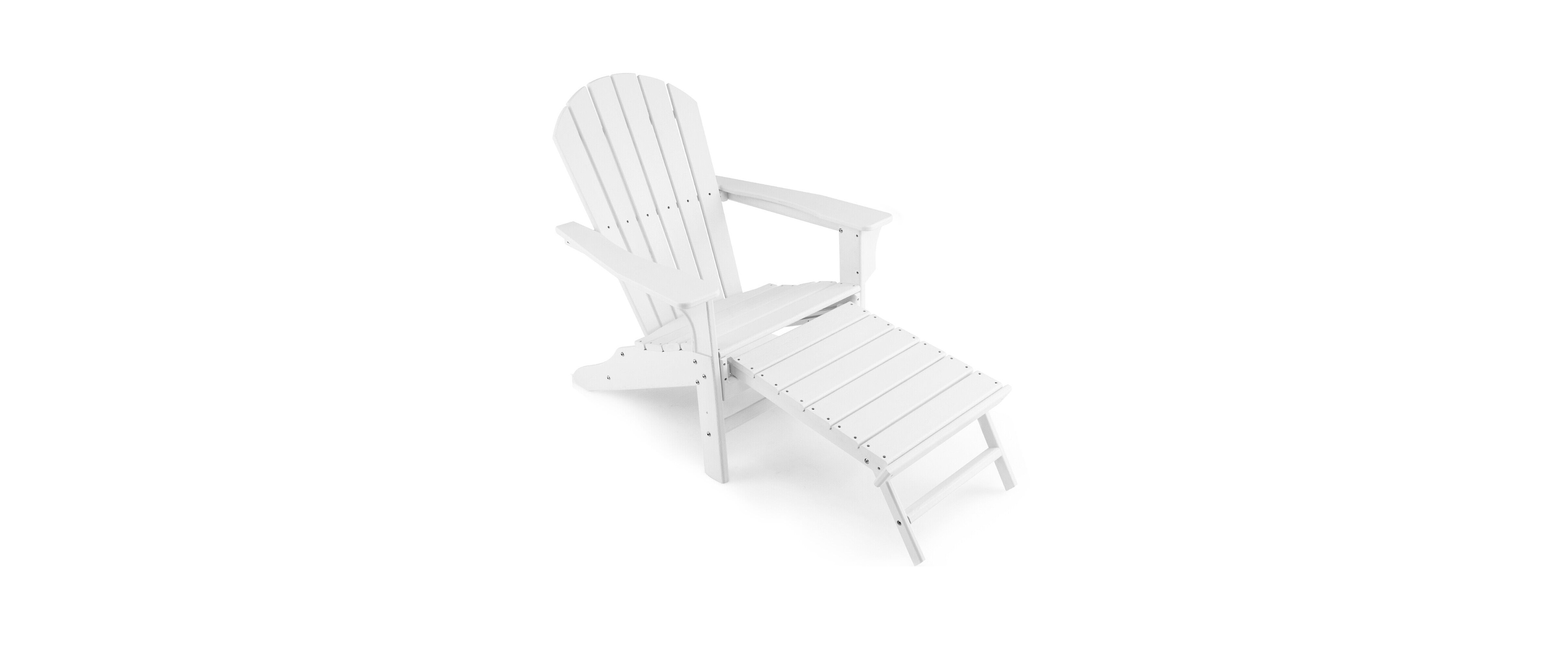 Slickblue Patio Hdpe Adirondack Chair with Retractable Ottoman