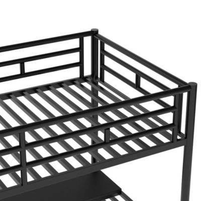 Metal Loft Bed Frame With Desk, No Box Spring Needed