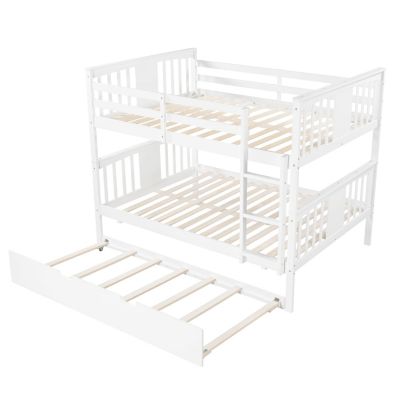 Bunk Bed with Twin Size Trundle and Ladder